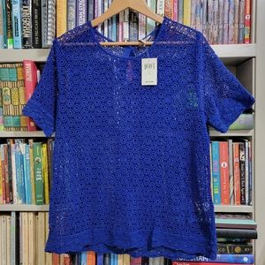 NWT Lucky Royal Blue Open Knit Top